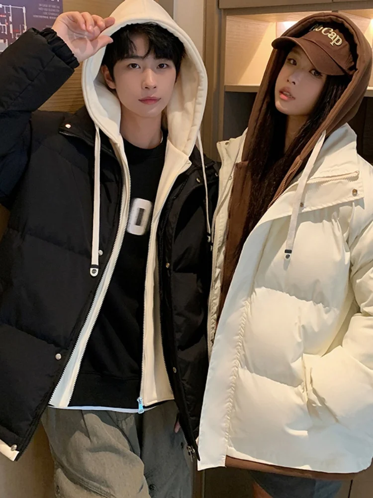 

Мужская утепленная хлопковая куртка с капюшоном, свободного кроя, молодежная, повседневная, зимняя, цельная верхняя одежда