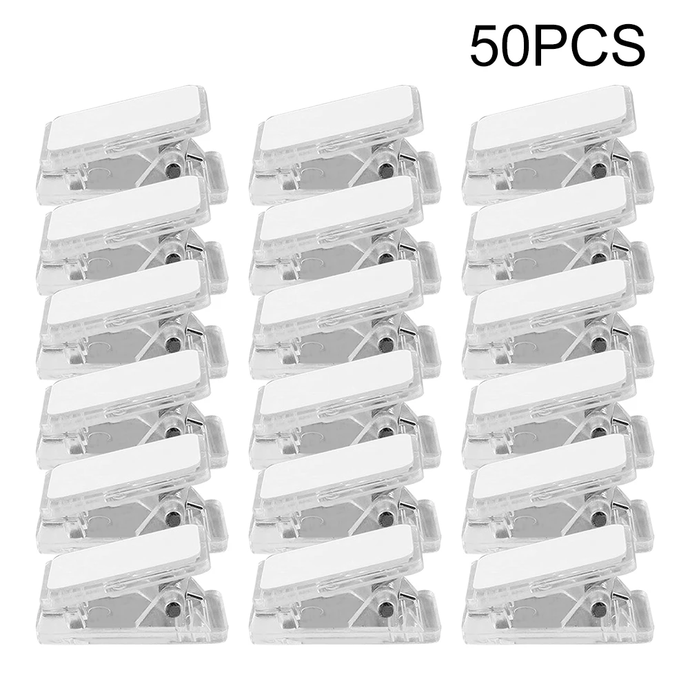 50pcs For Hanging Multifunctional Wall Tapestry Display Spring Loaded Heavy Duty Self Adhesive Clip Small Clear Portable Storage