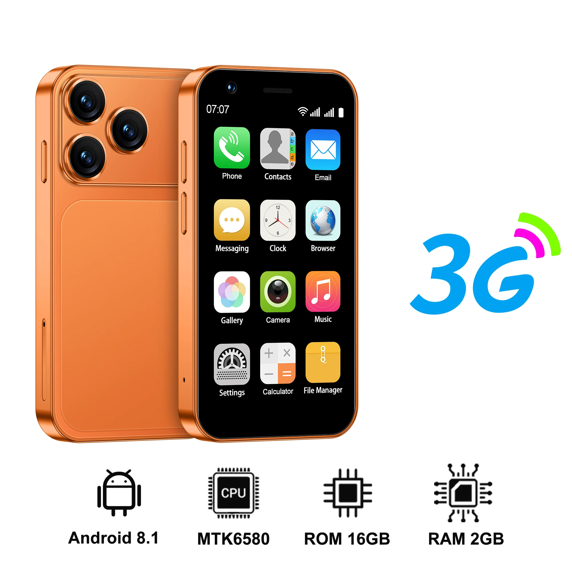 SERVO 18SE MINI 3G Taschen-Smartphone Android-System Google Play 16 GB ROM 2 MP Kamera WiFi Super kleine Smartphones 2 SIM Standby