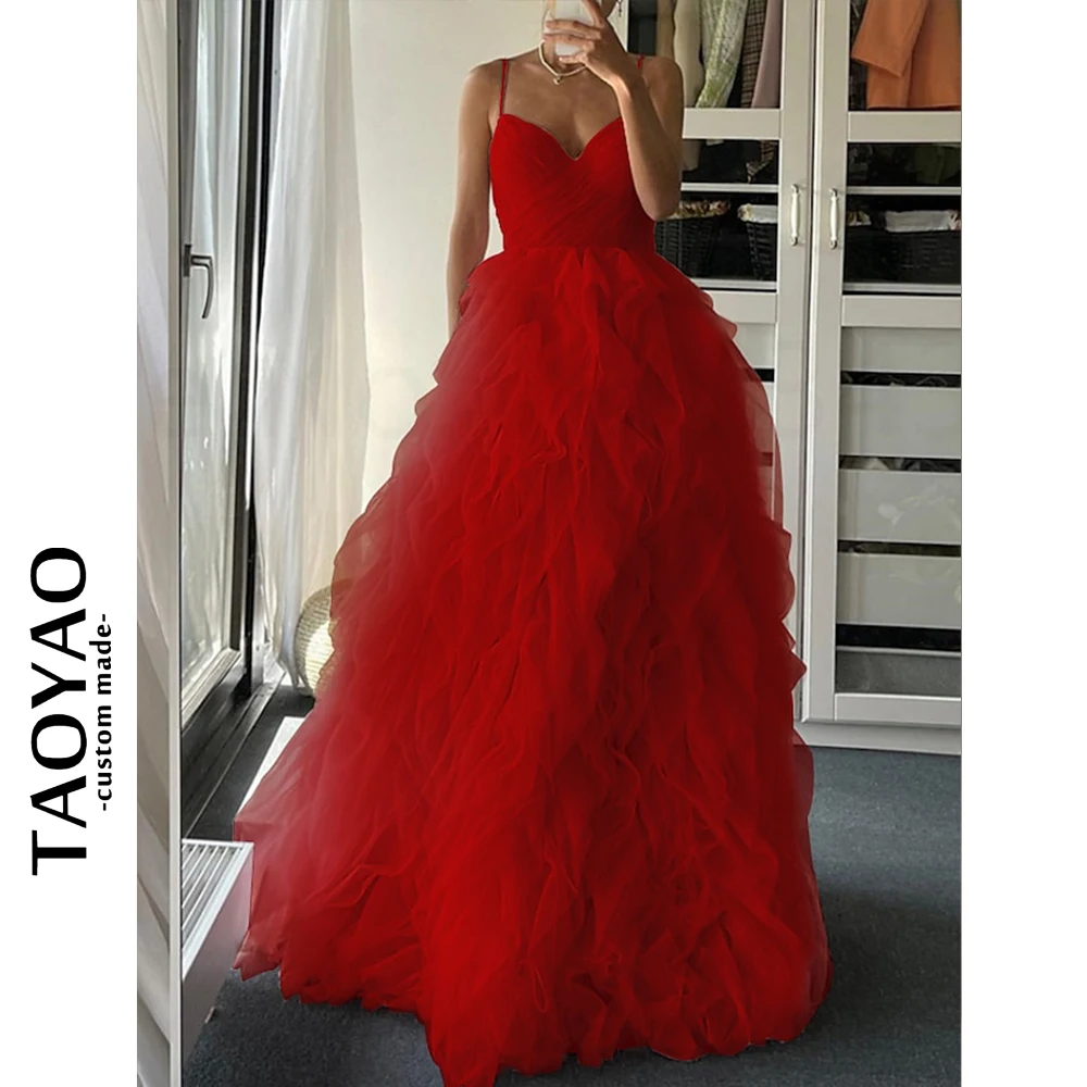 Elegant A-Line Wedding Dresses Spaghetti Strap Dresses Sleeveless Tulle Elegant And Pretty Women\'s Dresses Vestidos Para Mujer