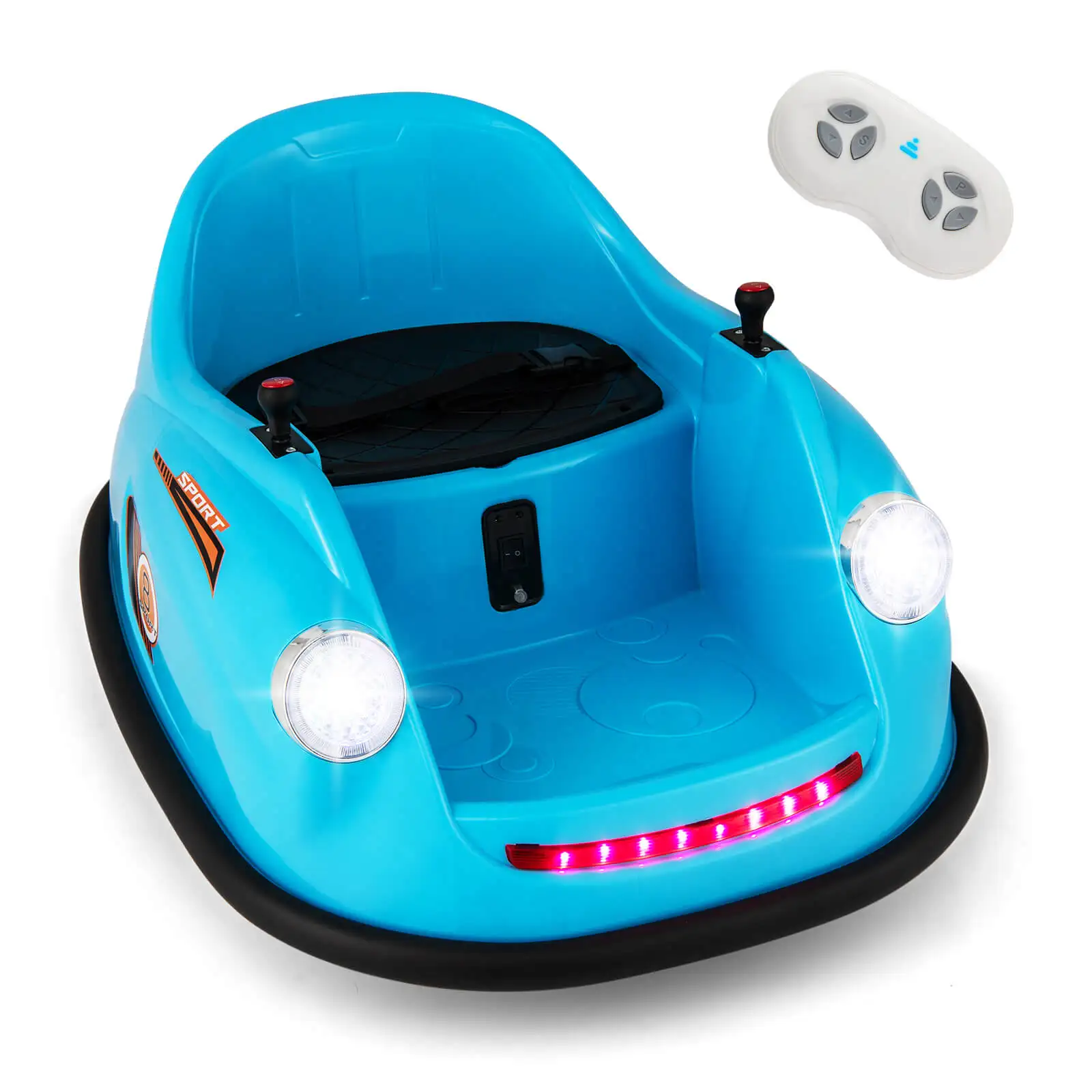 Voiture pare-chocs pour enfants avec télécommande, lumière LED rotative résistante à 360