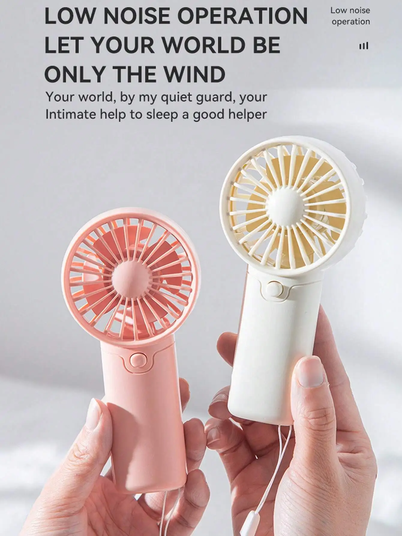 Portable Handheld Fan Hand Strap Battery Operated Compact Design Easy Carrying Cool Breeze Ideal Travel Companion