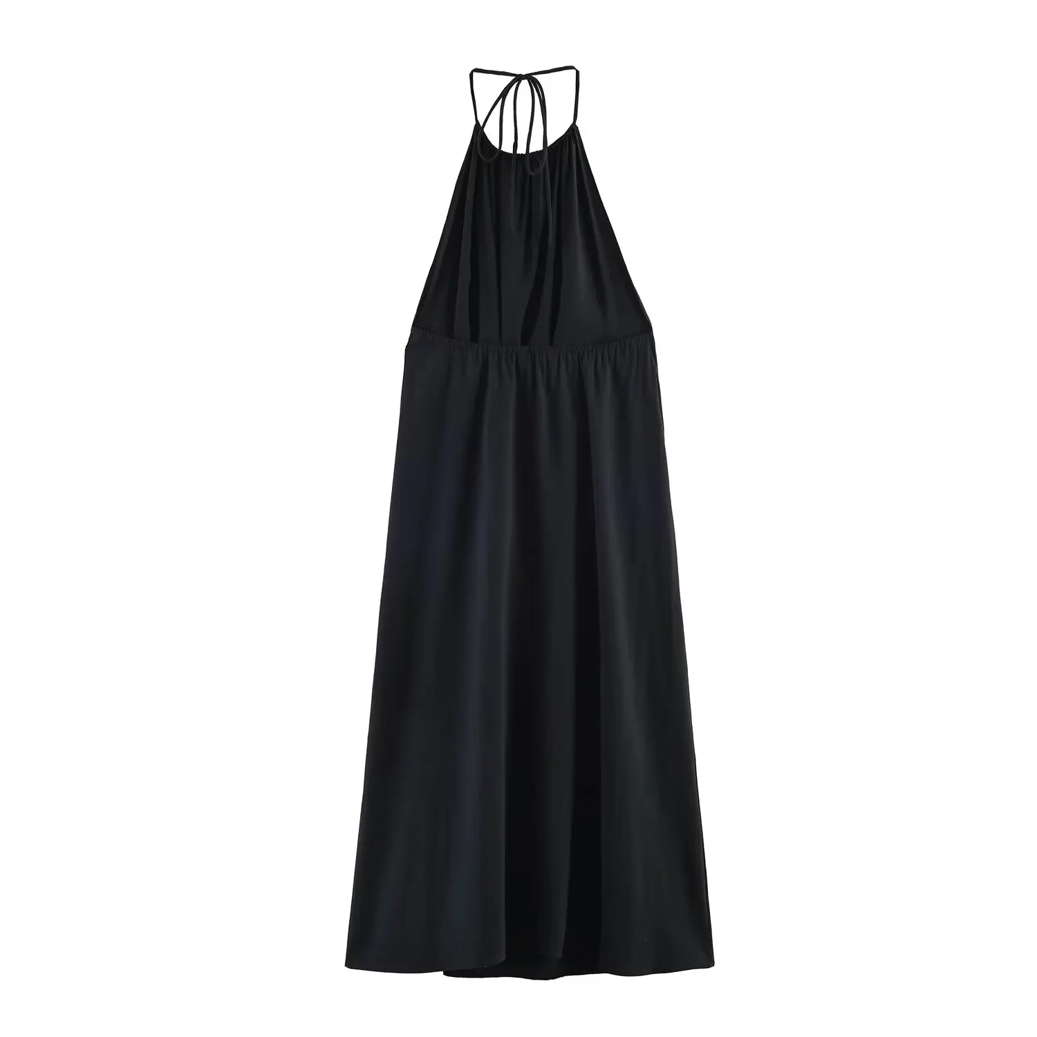 TFMLN Damen rückenfreies Neckholder-Maxikleid, elegantes, einfarbiges, lockeres Kleid mit Schnürung und Ärmeln, Sommer 2026, für Damen, Party, Abendrobe – Detail 3