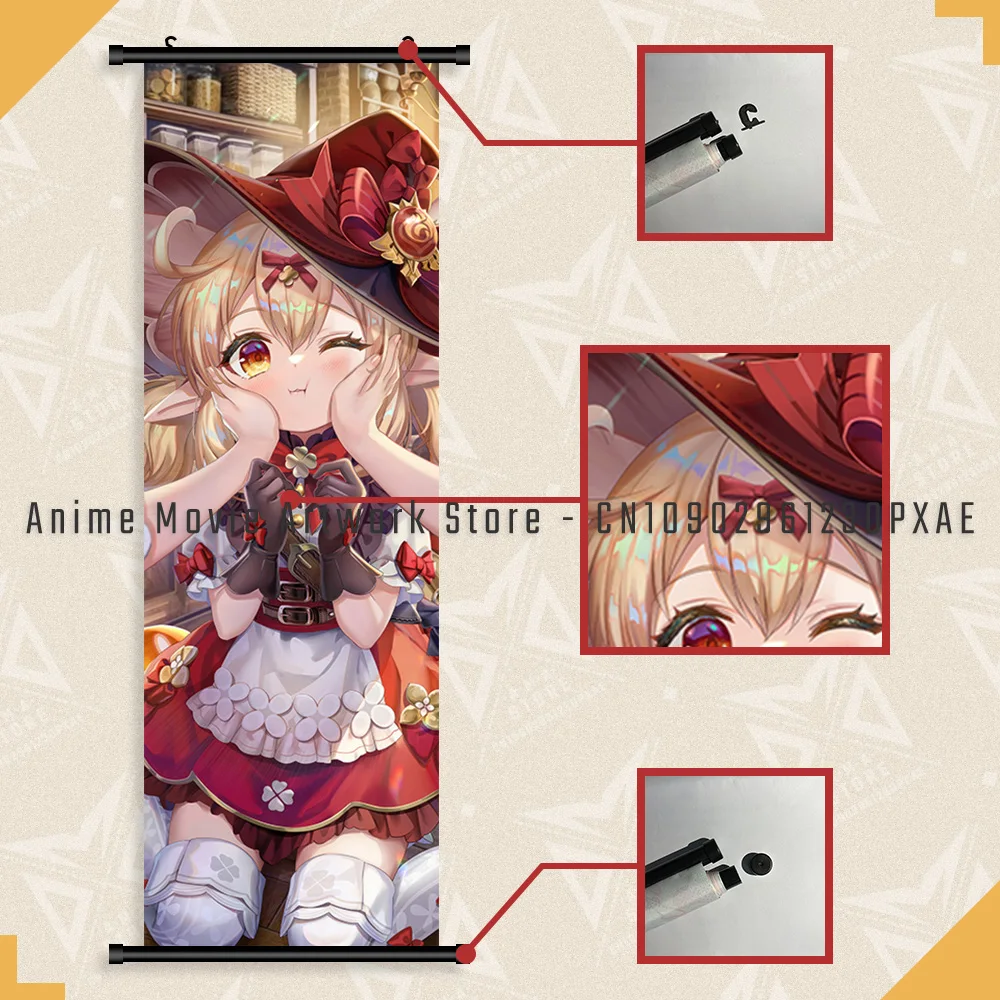 Genshin-Juego de impacto para decoración del hogar, impresiones en Hd, póster, rollos de imágenes, obra de arte de pared de habitación Raiden Shogun, pintura colgante en lienzo