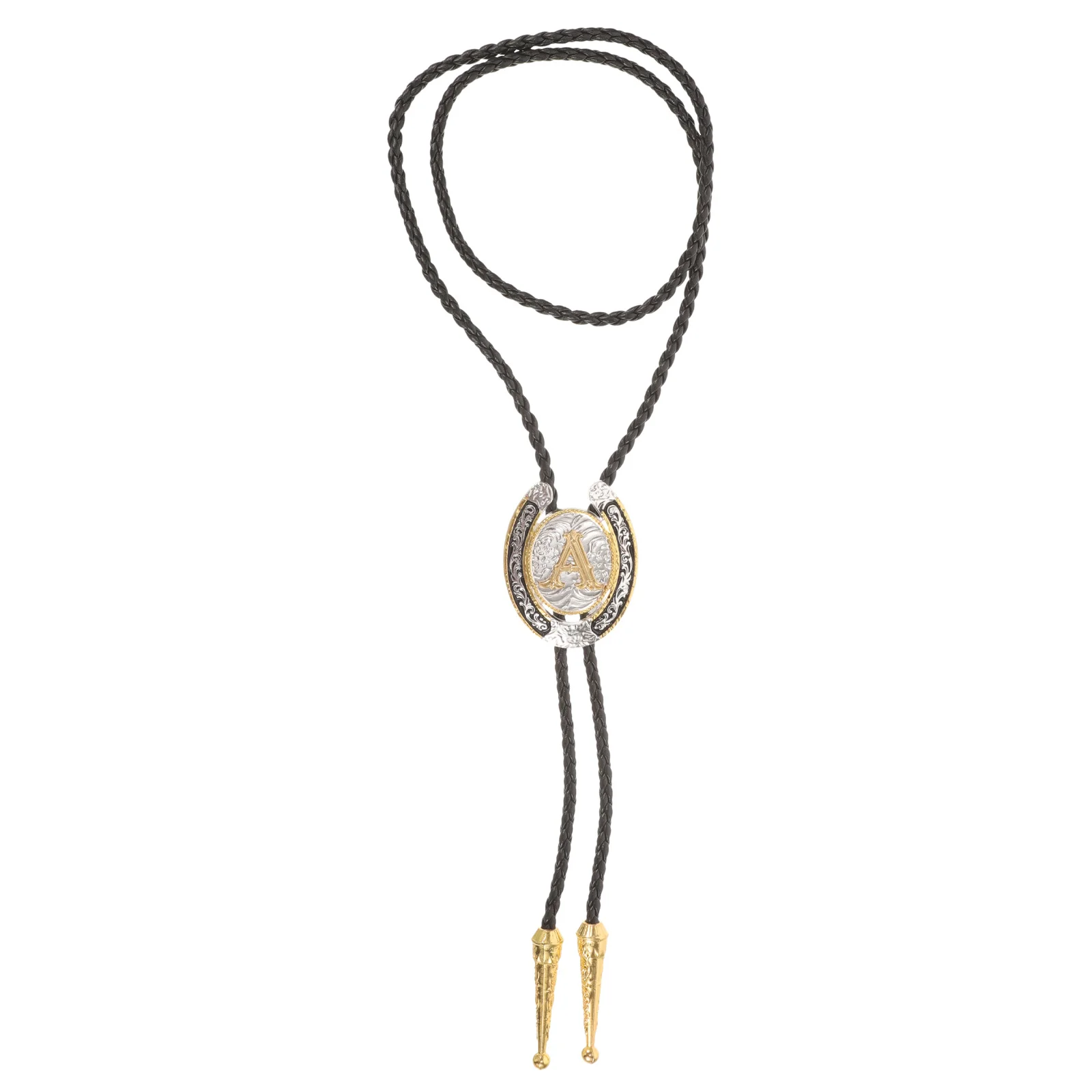 

Bolo Tie Western Vintage Rope Metal Adjustable Length Tangled Flower Pattern Accessories for Men Women