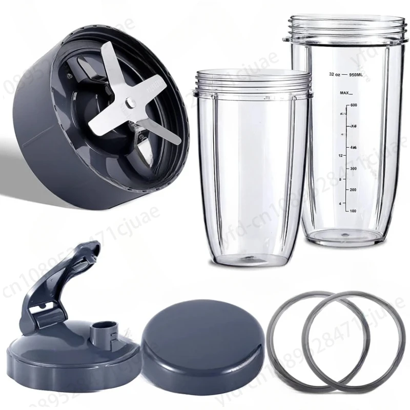 Blender Replacement Parts for NutriBullet Blenders 600W/900W/PRO - Extractor Blade & 32Oz Huge Cups & 24Oz Huge Cups