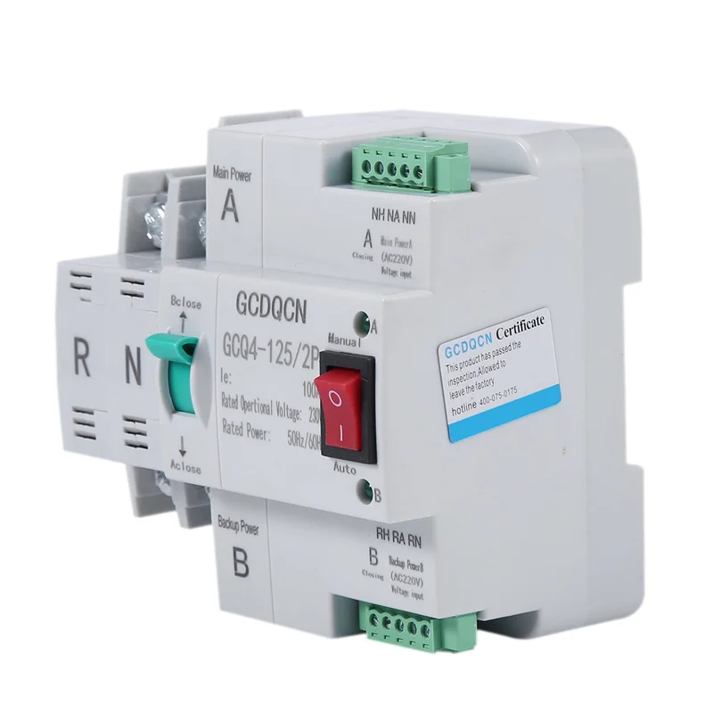 ABKQ-3X Dual-Power Automatic Transfer Switch 2P 100A Household 35Mm Rail Installation