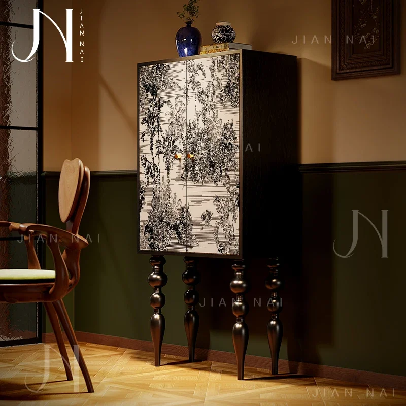 TAO French Chinese style classical mountain forest solid wood tall living room against the wall storage dining room locker entra