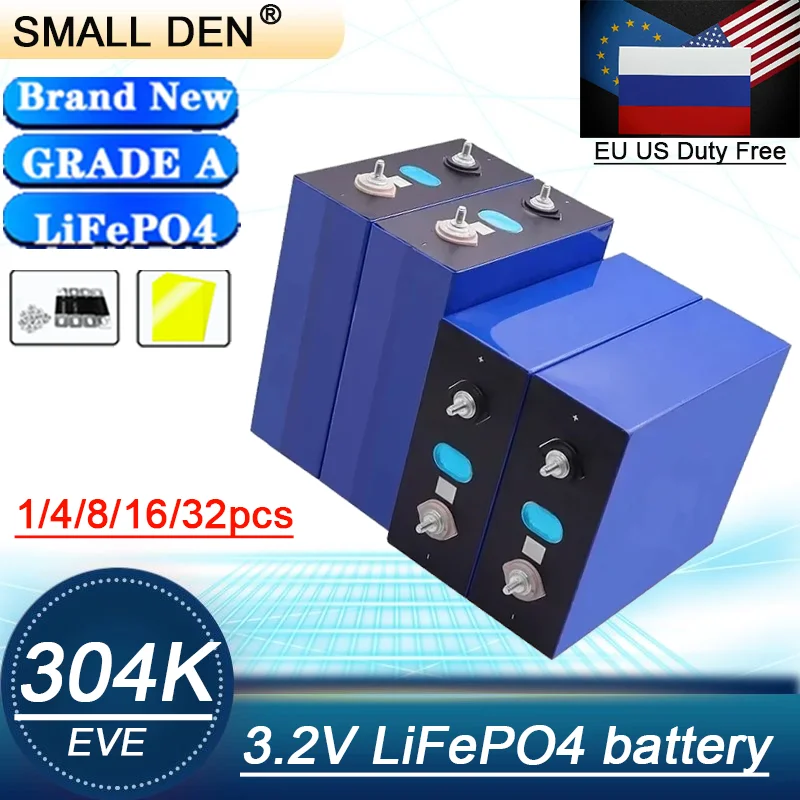 بطارية LiFePO4 أسطوانية 3.2 فولت 304 كيلو قابلة لإعادة الشحن LiFePO4، 12 فولت-48 فولت، مناسبة للتخييم RV وأنظمة الطاقة الشمسية لعربة الجولف