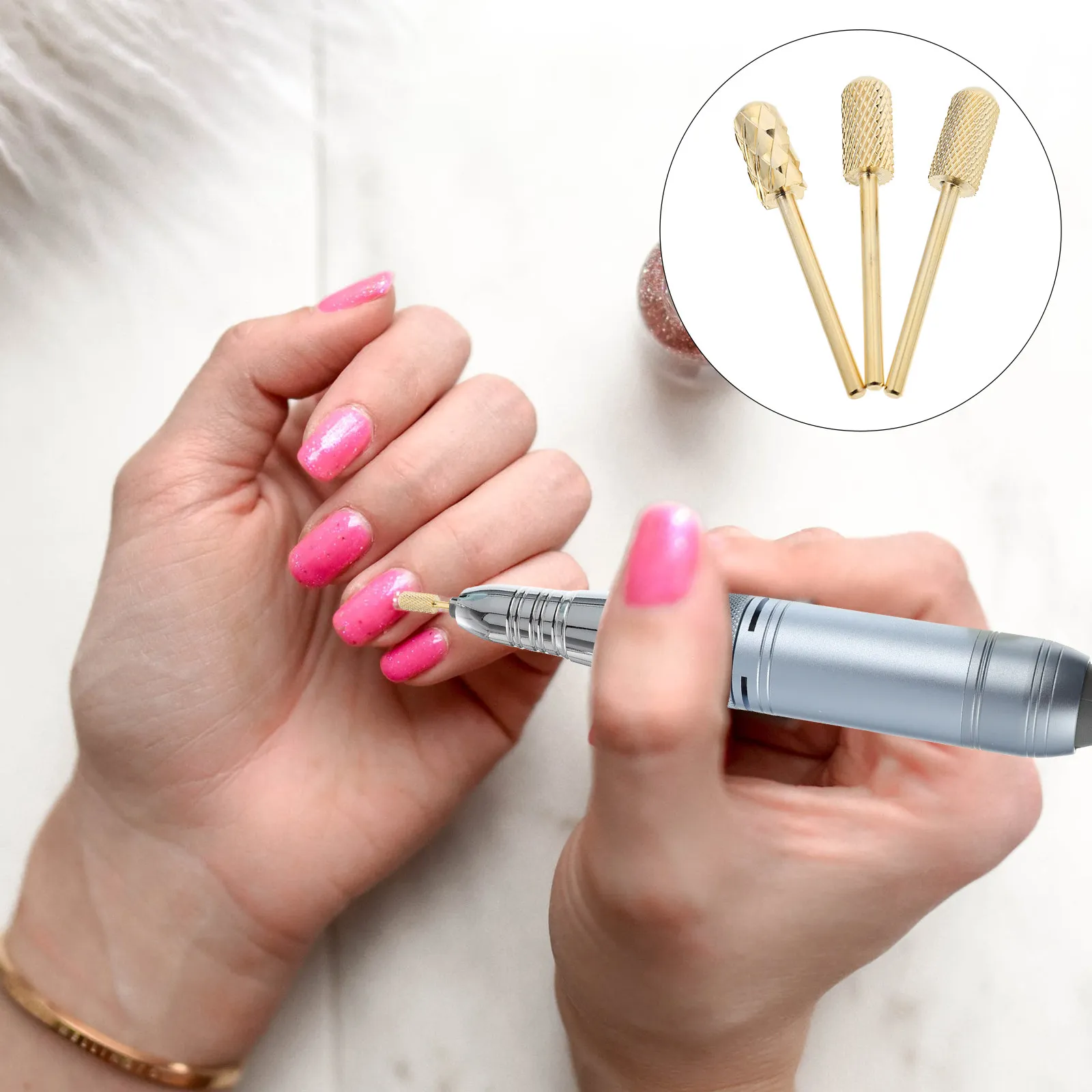 

3Pcs Manicure Drill Bit Set Nail File Removal Bit Kit High Strength Tungsten Steel Nail Polish Drill Bits for Professional At