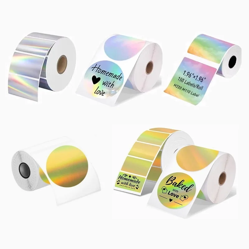 Техлогическая Радужная лазерная серебряная квадратная термосамоклеящаяся этикетка-наклейка семь цветов золотой сливочник уплотнительная бумага