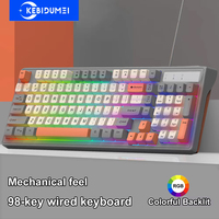 98 Keys Mechanical Feel Keyboard USB Wired Keyboard RGB Baclit Esports Gaming Keyboard Ergonomic Keyboard for PC Laptop Macbook