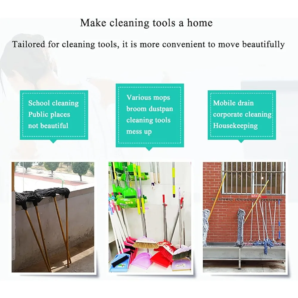 رف تخزين ممسحة ومكنسة مثبت على الأرض مع 5 أرفف للمماسح المبللة وأدوات التنظيف