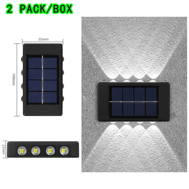 4 LED 8 LED 12 LED Solar Wall Lamp 2 PACK Outdoor Waterproof Led White Light Garden Yard Street Decoration