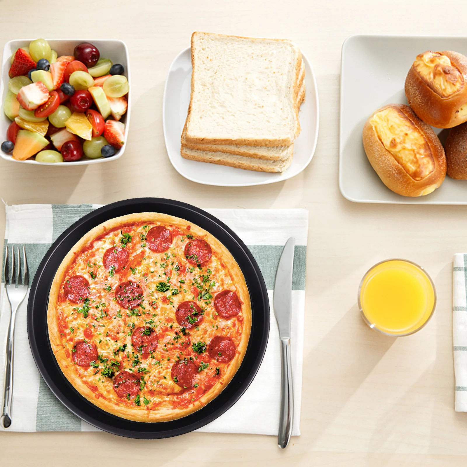 

1Set 6 Inch Carbon Steel Cake Basket and Pizza Plate Non-Stick Air Fryer Basket Set Baking Supplies Kitchen Air Fryer Pan