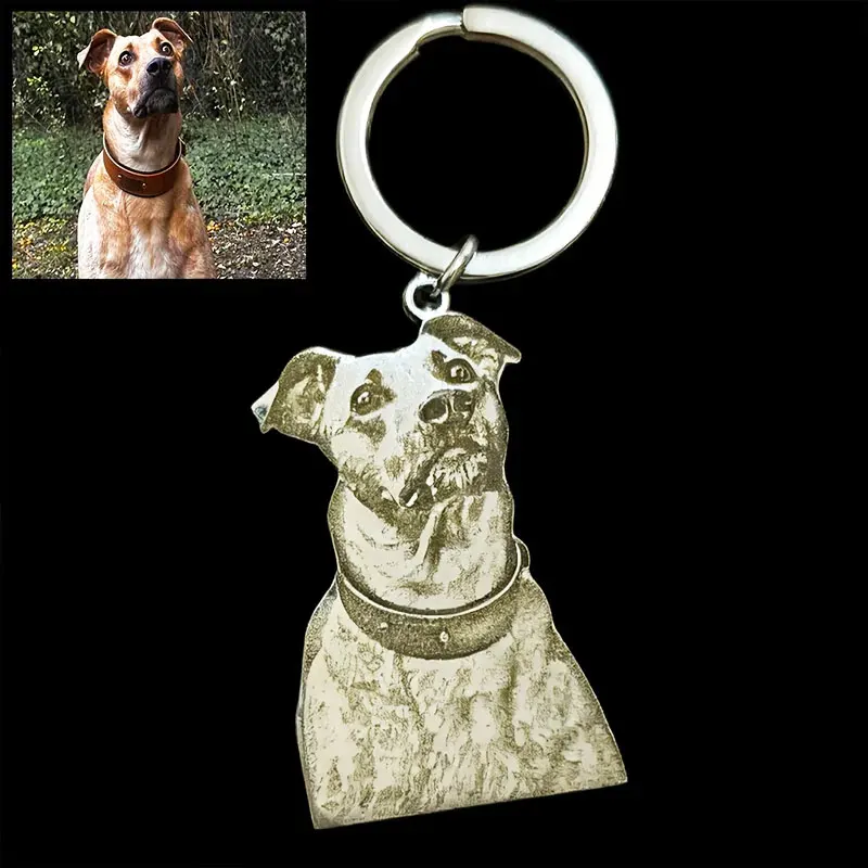 

Custom Personalized Pet Keychain Custom Photo Stainless Steel Dog Pet Tag Portrait Keychain Durable Memorial Gift For Pet Lovers