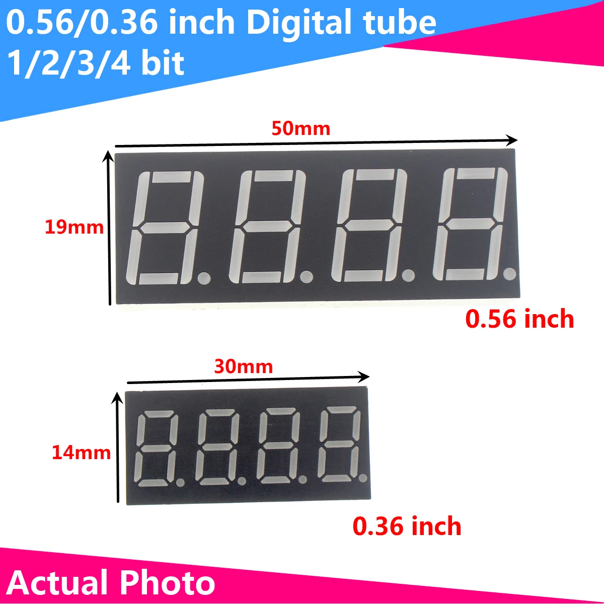 

10PCS LED Digital Tube 0.36/0.56 Inch Common Cathode/Anode 1 2 3 4 Bit 10 Segment Digital Bar Chart Red Yellow Green Blue