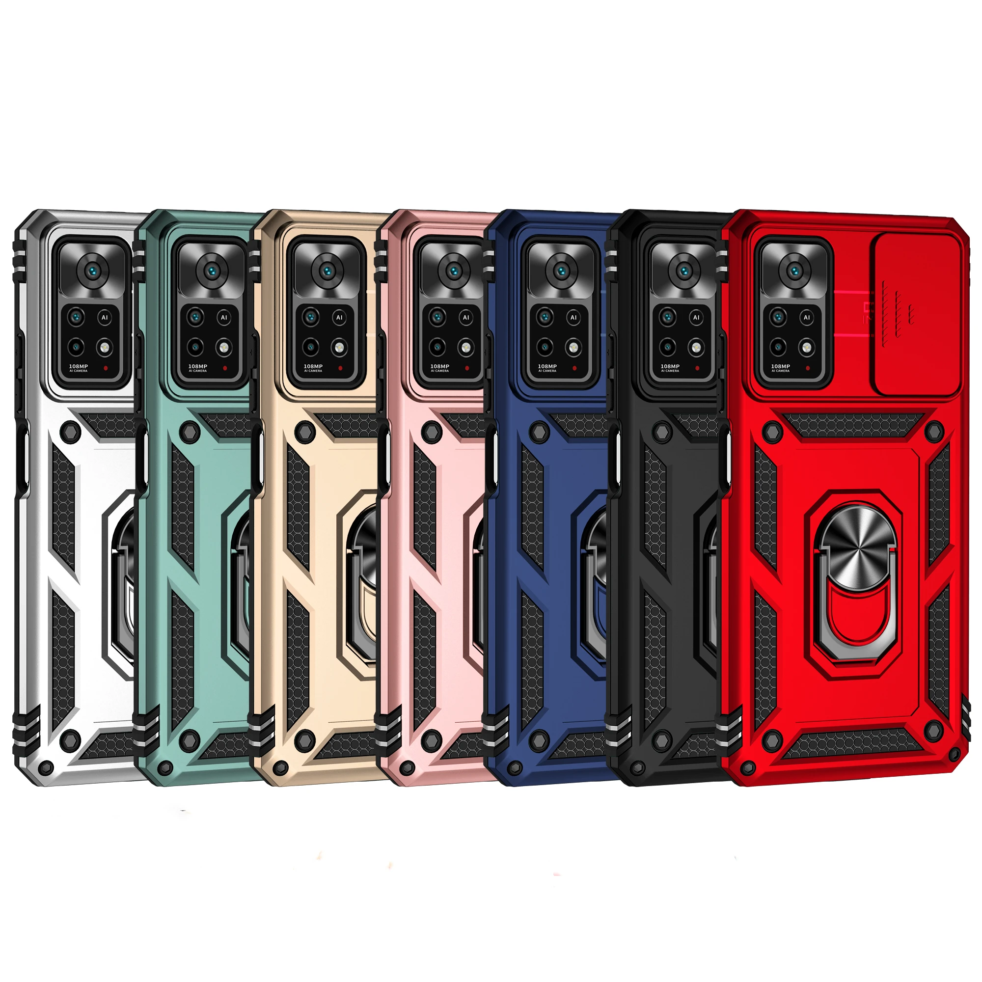 For Redmi Note 12 Pro 4G Case Slide Lens Cover Redmi Note 12 Pro Fundas Military Grade Ring Holder Back Case Redmi Note 12 Pro