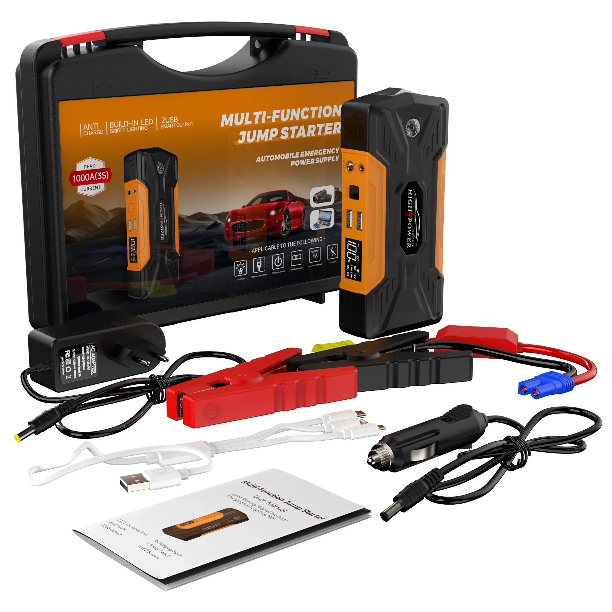 99800mAh High Power Car Jump Starter Power Bank Multi-Function Portable 12V Lithium Battery Car Jump Starter