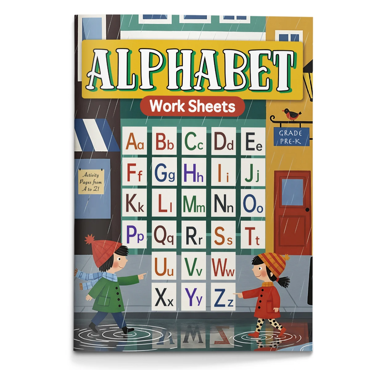 Children's alphabet coloring book, cute cartoon patterns, preschool early education workbook, boost your baby's hands-on skills