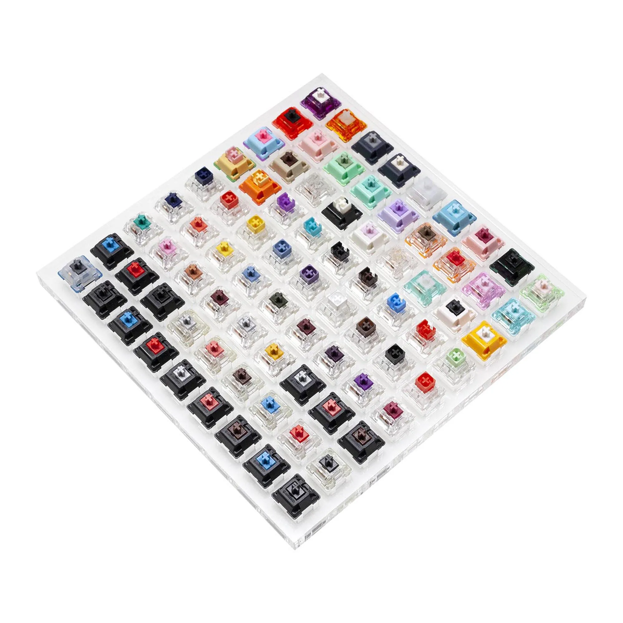 Probador de interruptores con base acrílica, teclas en blanco para teclado mecánico cherry kailh gateron outemu ice greetech box, 81 unidades