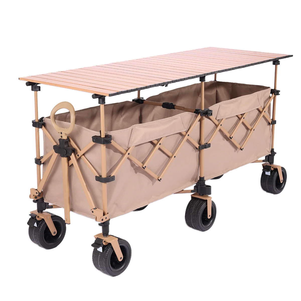 Extra Large Extended Camping Wagon All-Terrain Beach Off-Road Folding Wagon for Team Building & Kids Camp with Extended Desktop
