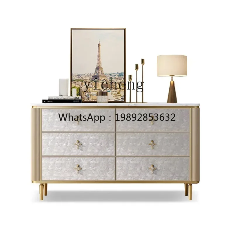 Chest of Six Drawers Living Room Simple Modern Shell Curio Cabinet Bedroom Drawer Storage Marble TV Cabinet