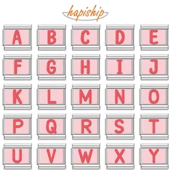 Hapiship 2026 Fashion Colorful Red 26 English Letters Italian Charm Fit 9mm Stainless Steel Bracelet DIY Women Jewelry TZ065