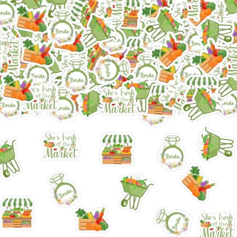 

200pcs She's Fresh Off The Market Confetti Farmers Market Bridal Shower Decorations, Green Fruit Vegetable Floral Table Scatter