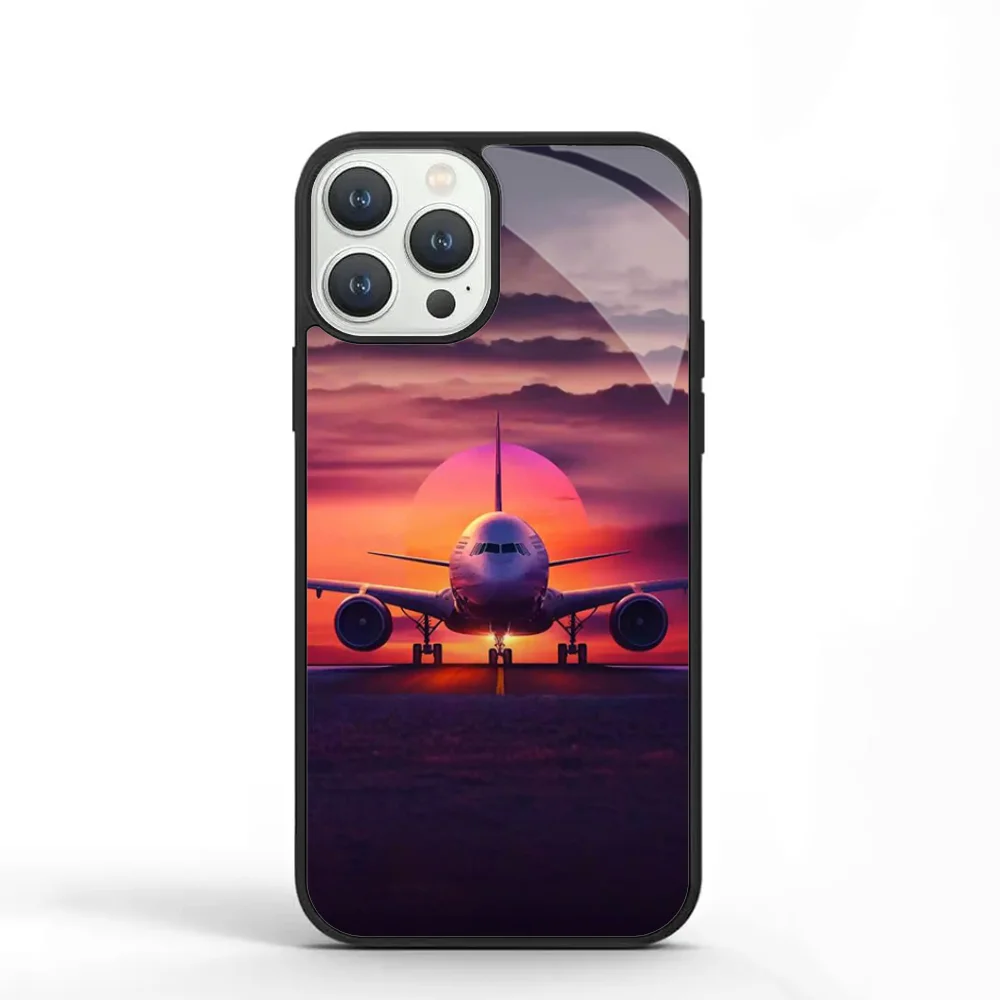 Travel Aircraft Airport Take Off Phone Case For IPhone 11 12 13 14 15 Plus Pro Max Mirror Acrylic PC TPU Cover