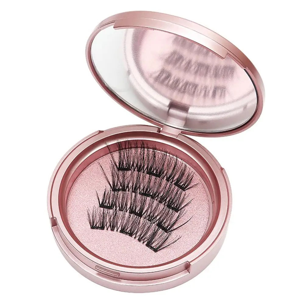 2 Pairs/Box 3D 5 Magnet Magnetic False Eyelashes Reusable Waterproof Handmade Mink Nature Artificial No Faux Needed Lashes V5Z4