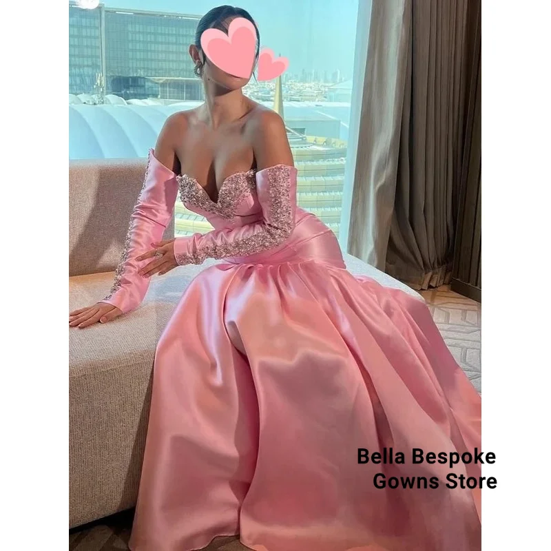 Elegante vintage zoete roze zeemeermin kristal kralen aanpassen formele gelegenheid galajurk avondjurken