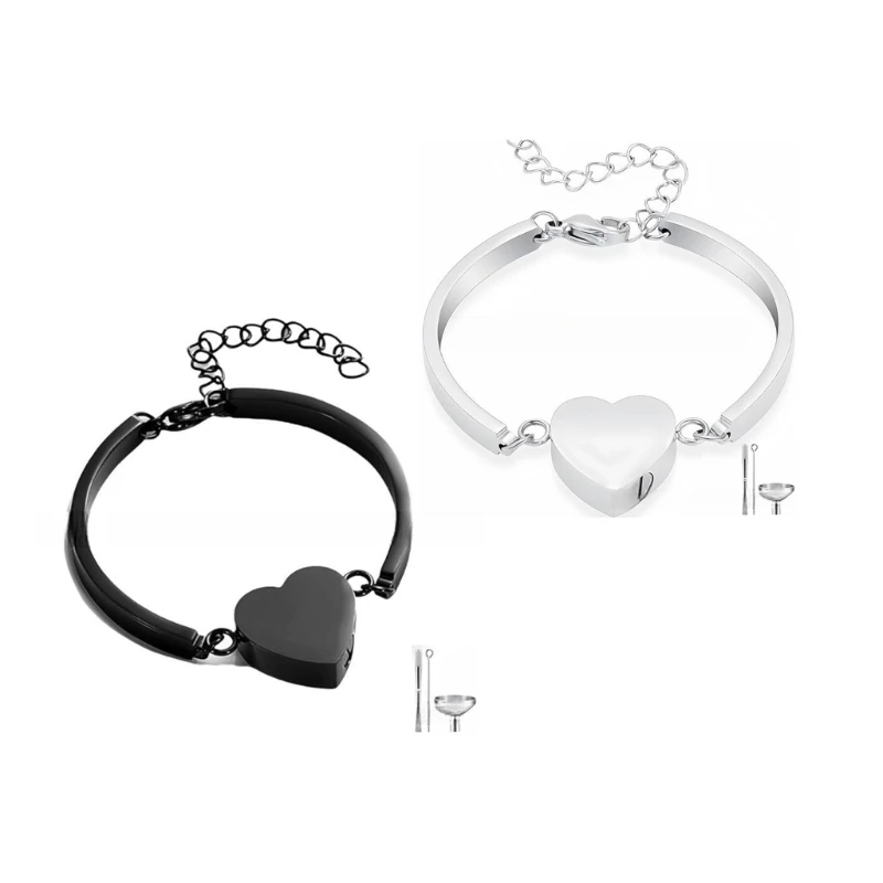 

Memorial Heart Ashes Bracelet Rustproof Cremation Bracelet Urn Holders Bangle Jewelry with Adjust Clasps for Pet Loss
