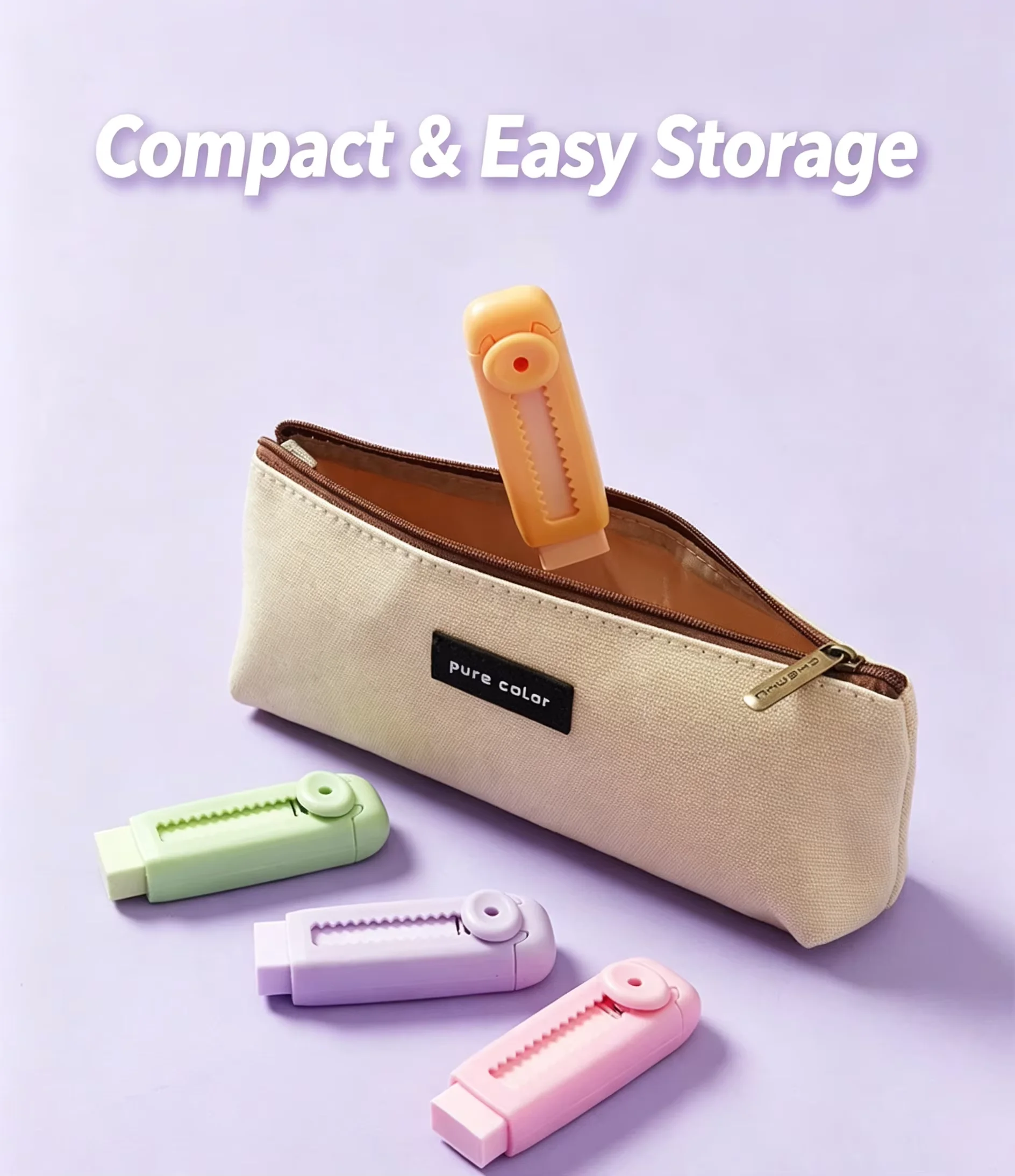Macaron Telescopic Push-Pull Eraser with Replaceable Core Ultra-Clean Ultra-Soft No Crumbs for Office & School Supplies