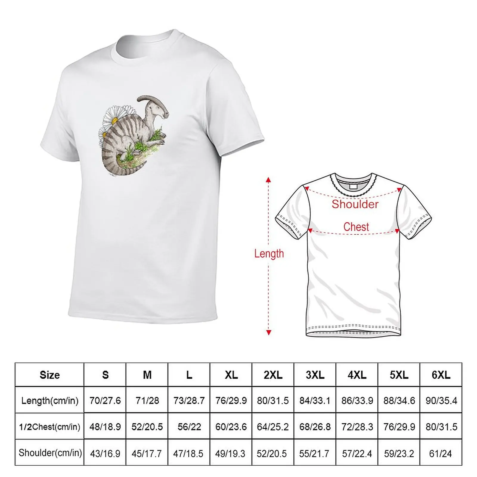 Parasaurolophus + Daisies T-shirt boys whites vintage Men's t-shirt