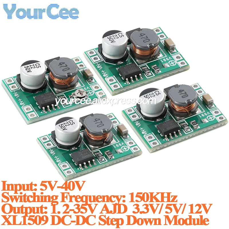 5pcs/1pc XL1509 DC-DC Step Down Buck Power Module 2A Voltage Stabilization Board 5V-40V to 1.2-35V Switching Frequency 150KHz