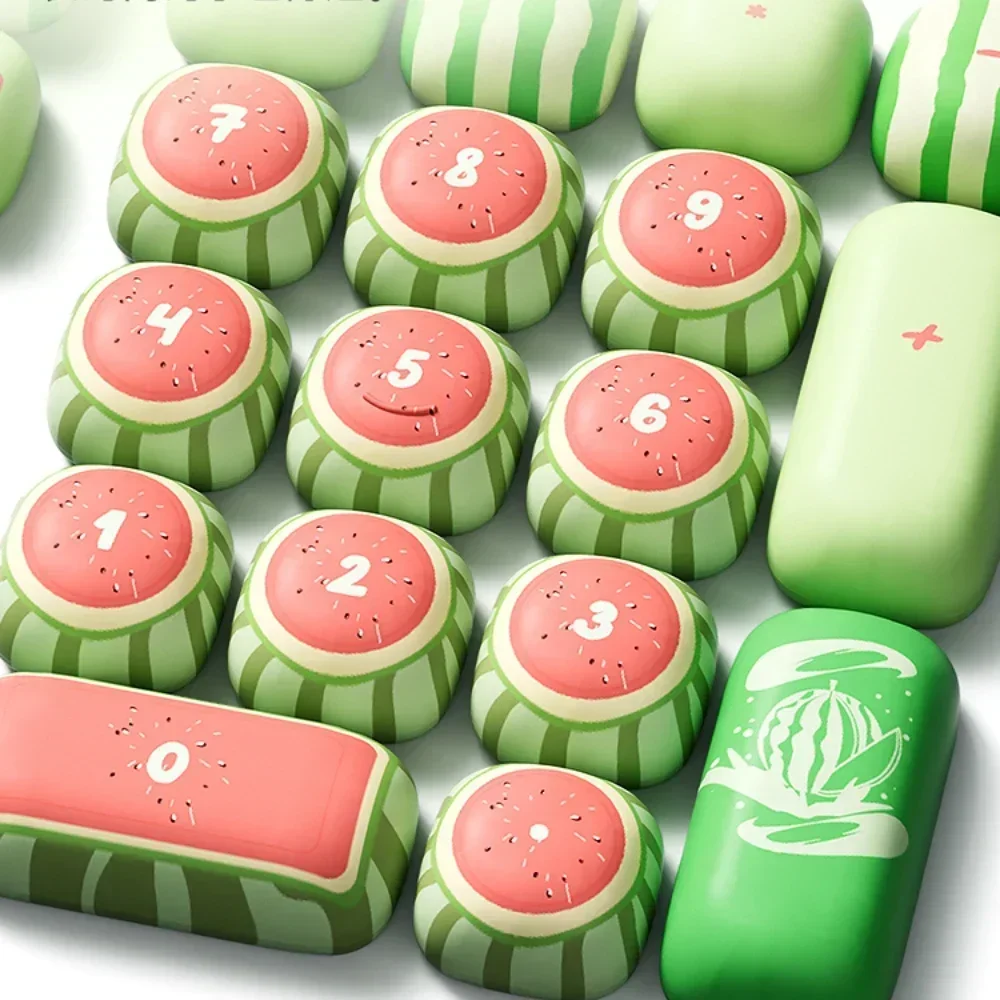

Summer Watermelon Theme Keycaps Set 138keys Custom MOG Profile PBT Mantou Cute KeyCap Mushroom Round Green Artisan Point Keycaps