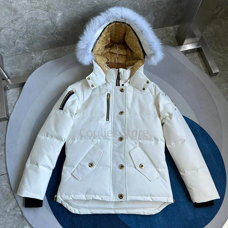 سترة نسائية كندية سفلية، معطف دافئ سميك، سترة نسائية بيضاء مناسبة للمناطق الثلجية الباردة للغاية #4