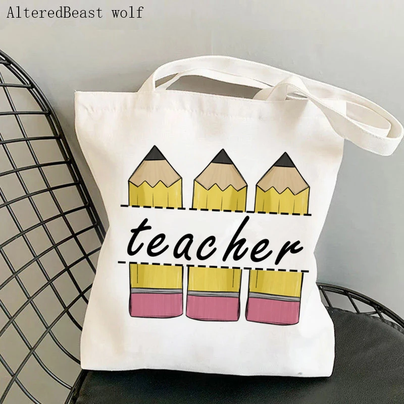Women Shopping Bag Teaching is a work of heart Leopard bag Harajuku Canvas teacher Supplies Bag handbag Tote Shoulder Lady Bag