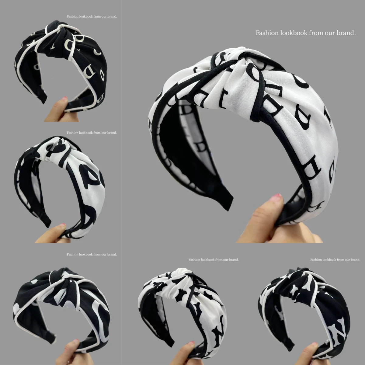 

Elegant Bow Hairband Wide Black Letter Design Non-Slip Comfortable for Women Girls Daily Casual Hair Accessories Headwear