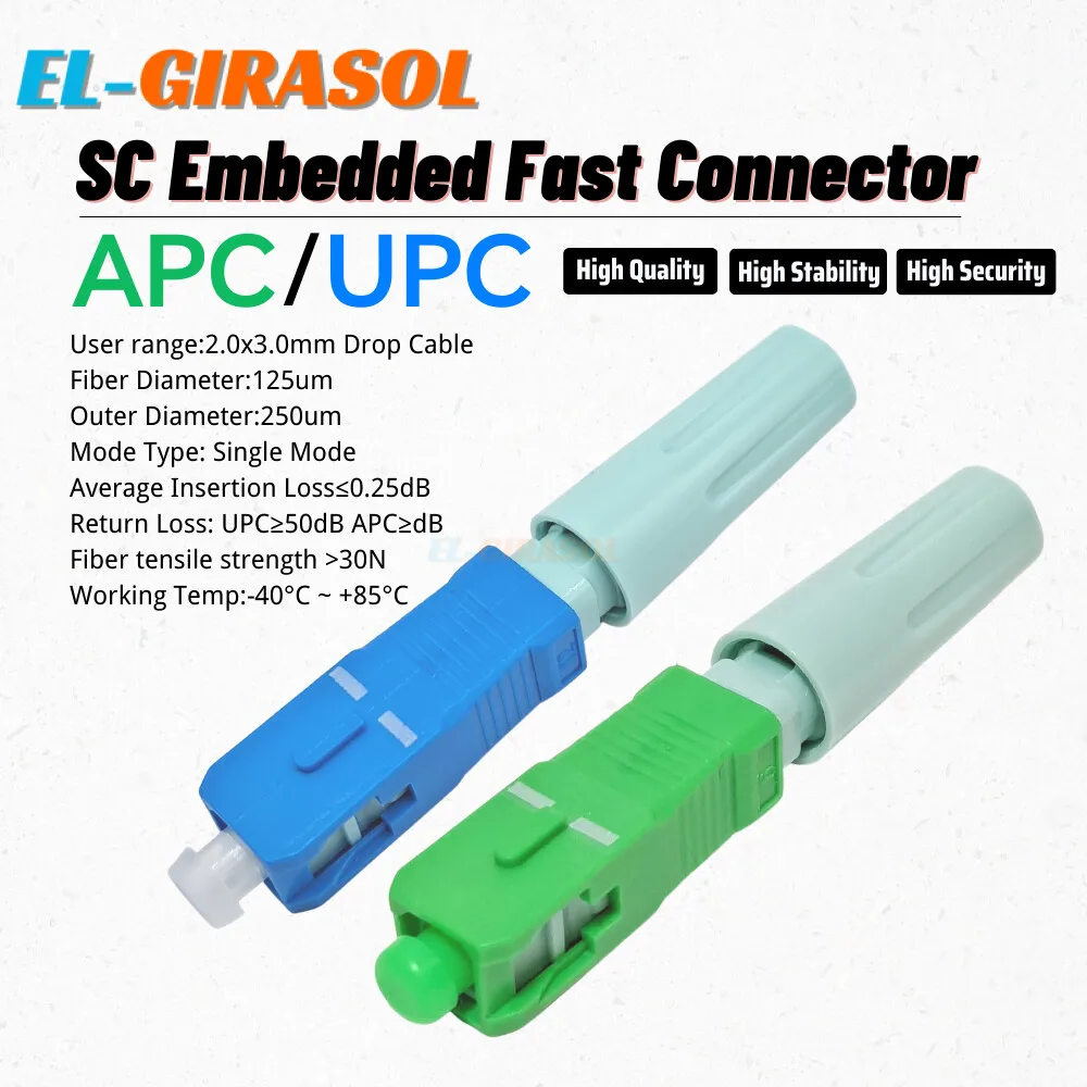 SC APC/UPC SM Single-Mode Optical Connector FTTH Tool Cold Connector Tool Fiber Optic Fast Connector