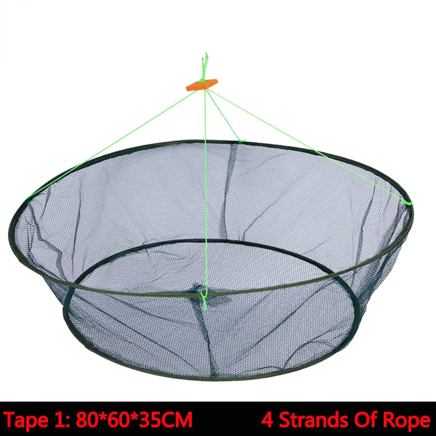 80 100CM Loose Mouth Folding Drop Fishing Net Shrimp Catcher Tank Casting Network Fish Eels Trap Cage Prawn Bait Crab Netting