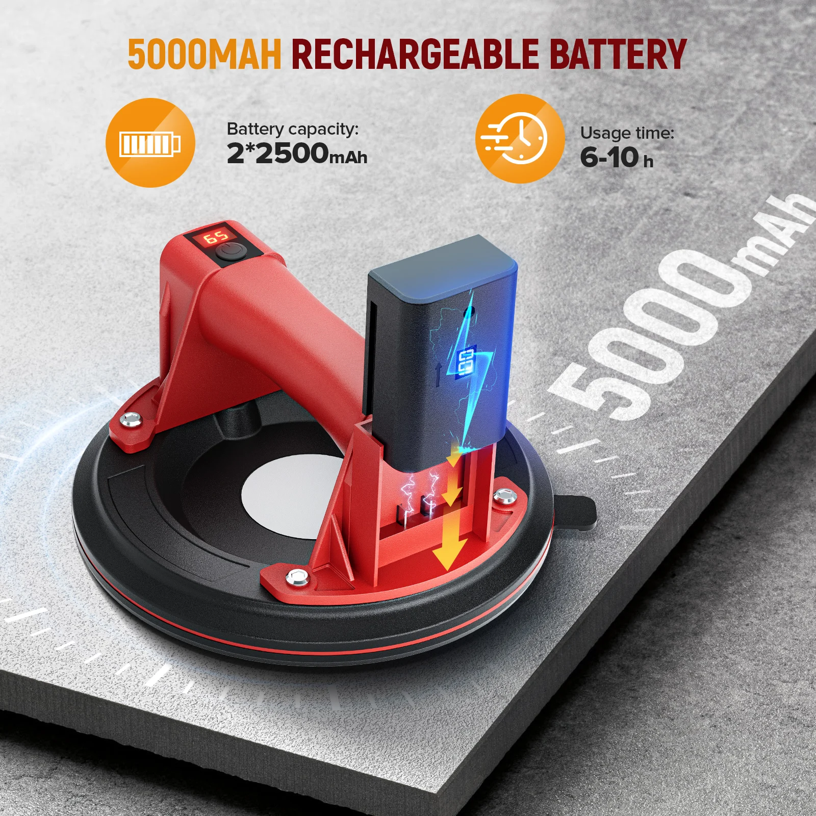 

8 Inch Electric Vacuum Suction Cup 300kg Bearing Suction Sucker Heavy Duty Vacuum Lifter for Granite Tile Glass Manual Lifting