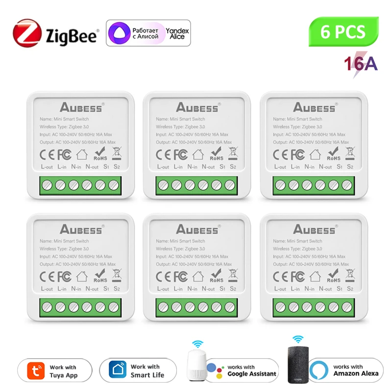 

Смарт-выключатель Tuya Zigbee, 16 а, с управлением в двух направлениях