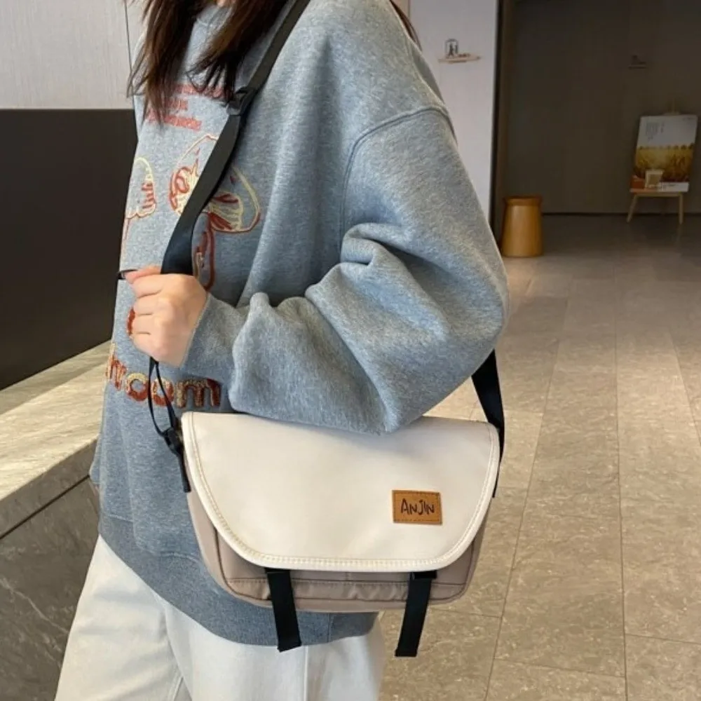 Durable Large Capacity Nylon Messenger Bag Multi Pocket Sling Crossbody Bag Korean Style Flip Cover Mailman Bag Men