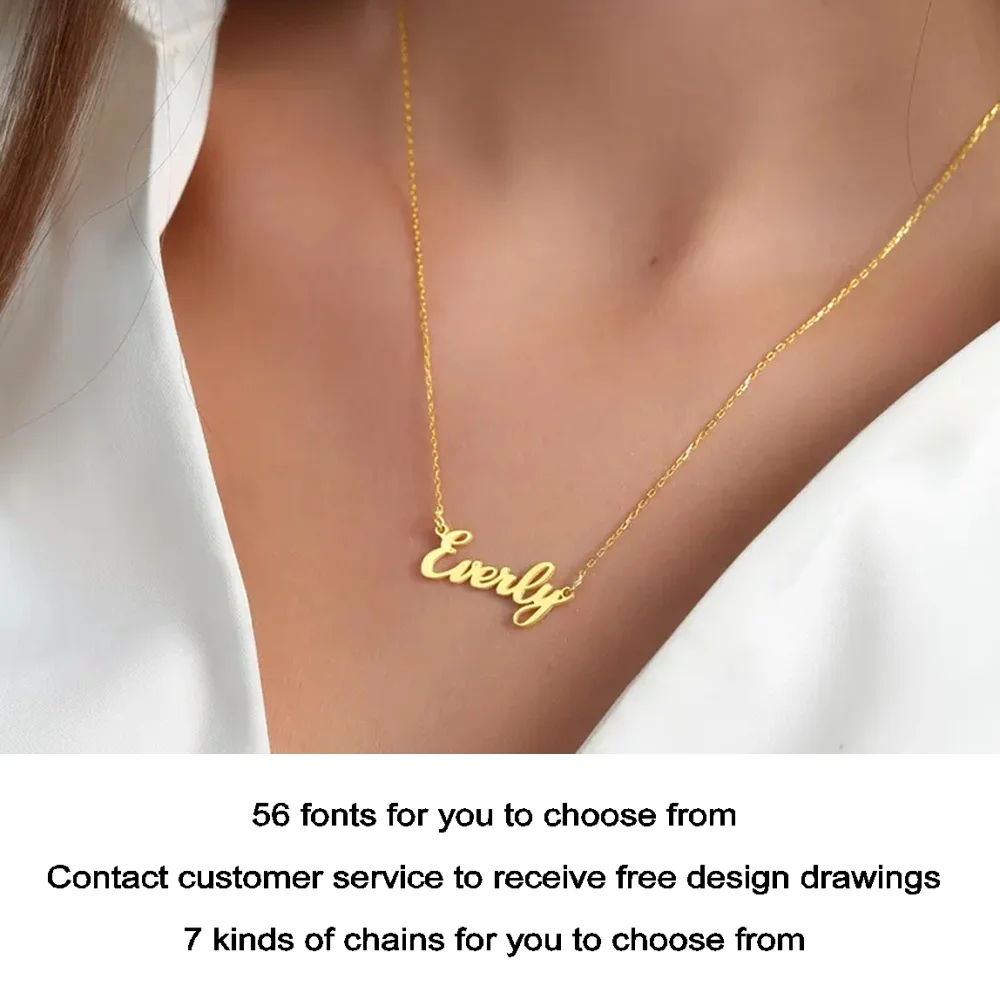 

New private custom name necklace, high quality waterproof rose gold chain, personalized letter necklace silver, wife gift