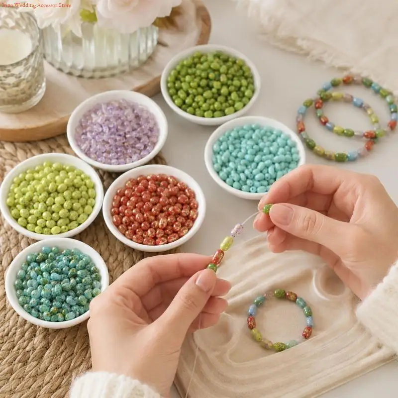 G92D Glass Loose Beads for Jewelry Making, Small Drilled Beads for DIY Bracelet Projects and Necklace Craft Supplies, 100 Count