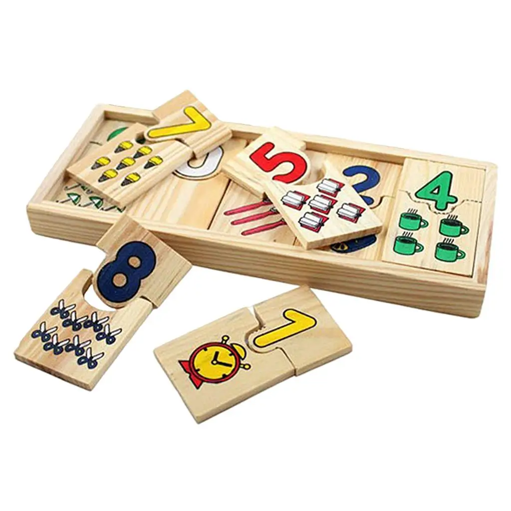 Bambini in legno abbinalo conteggio numero di matematica Set di Puzzle educativi precoci Puzzle giocattolo gioco prescolare regalo per bambini