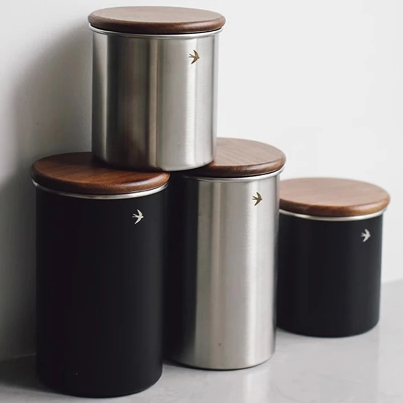 304 Stainless Steel Coffee Canisters with Lid, Food Storage Container for Coffee Bean, Nuts, Biscuits, Cereal - Kitchen Tools