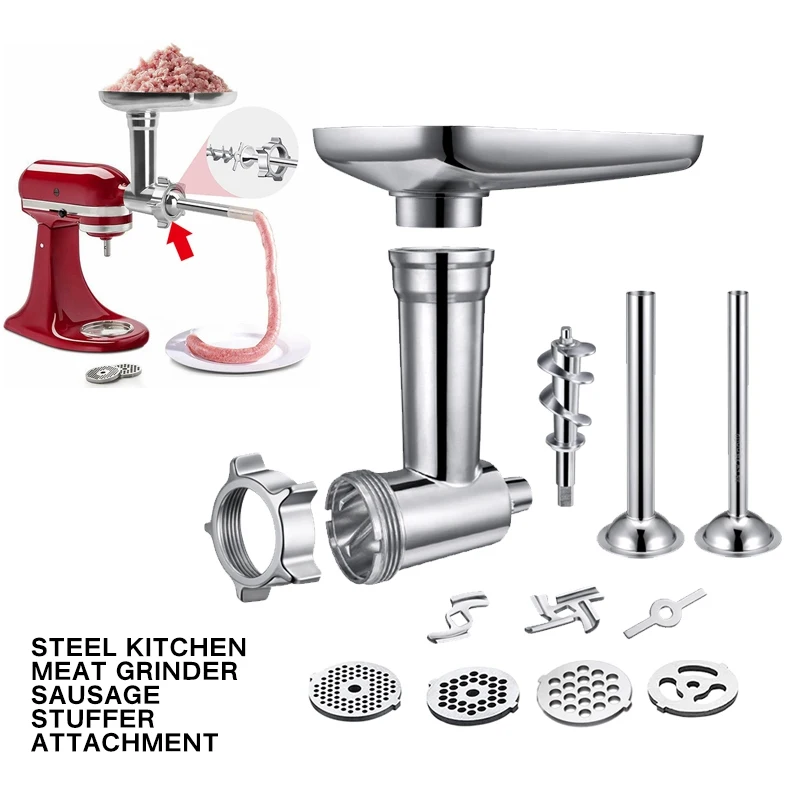 Electric Kitchen Meat Grinder Sausage Maker with Handle Red Stuffer Attachment For Kitchen Aid Stand Mixer Kitchen Appliances